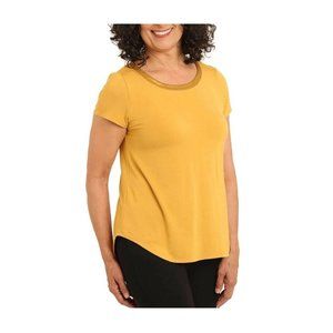NWT Joan Vass Ladies' Satin Collar Blouse Top Marigold Size Medium $55 C782